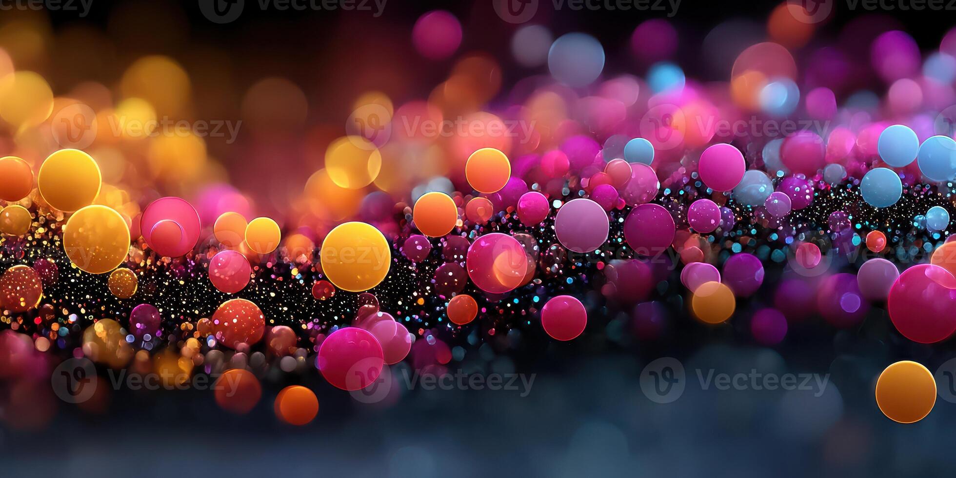Vibrant display of colorful spheres on a dark background creating a captivating visual effect photo