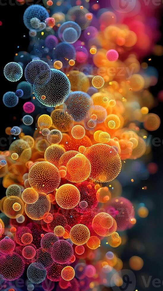 Colorful abstract spheres create a vivid visual experience with dynamic shapes and layers in detailed formations photo