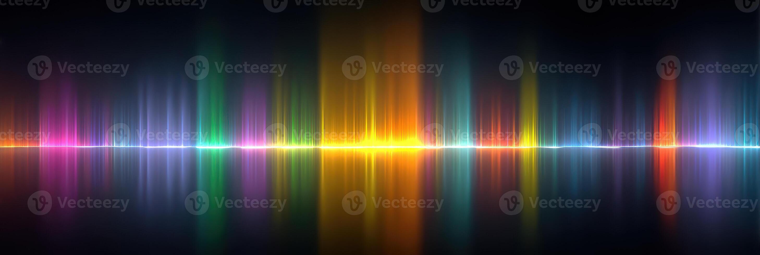 Colorful light spectrum reflected on a dark surface in a modern artistic display at night photo