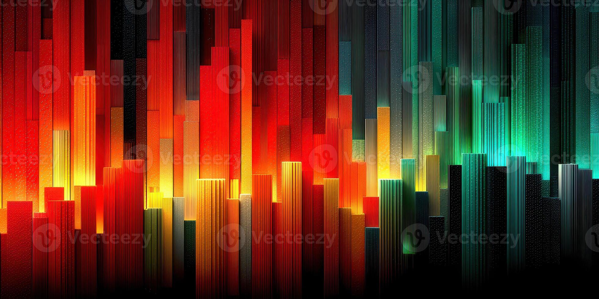 Colorful abstract vertical bars create a vibrant background with gradients in red, green, orange, and blue hues photo