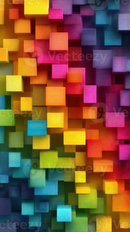 Colorful abstract blocks create a vibrant and dynamic pattern in a blend of hues showcasing artistic design and creativity photo