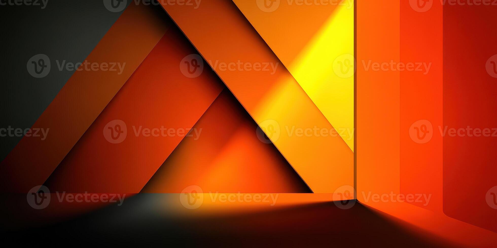 Bright geometric patterns create a warm atmosphere in a modern artistic setting with shades of orange and yellow photo