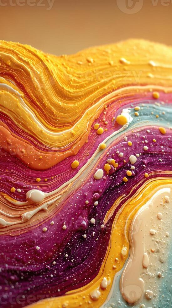 Colorful abstract painting with fluid textures and vibrant swirls creating a dynamic visual experience photo