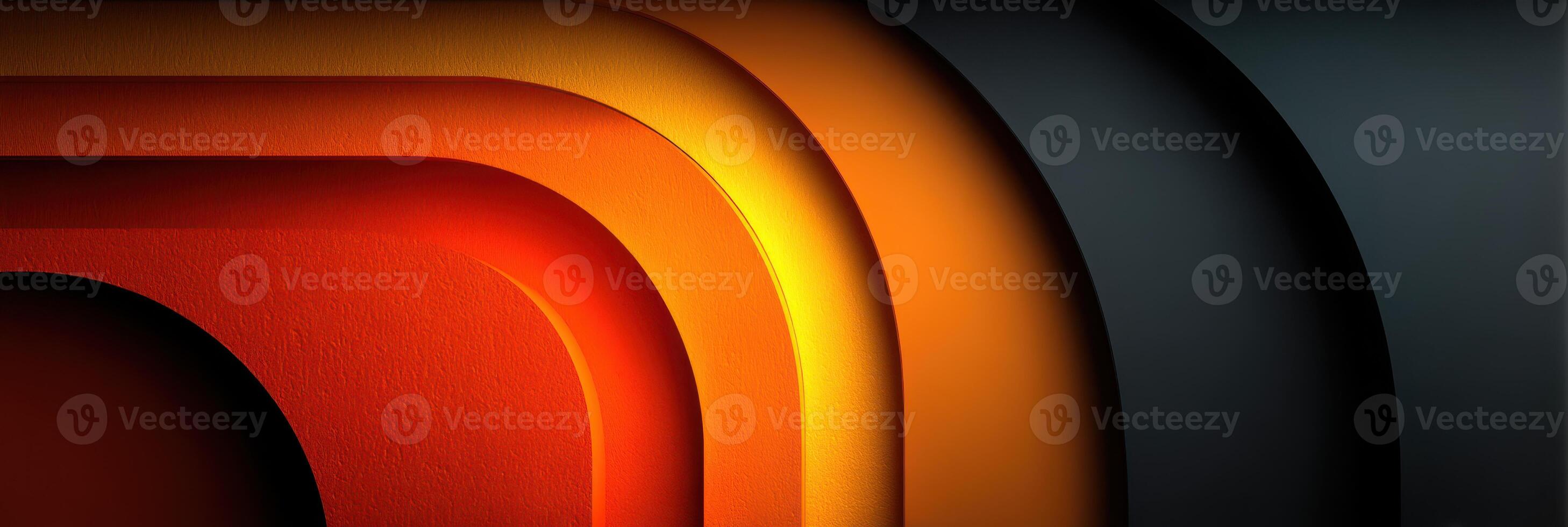 Abstract design with layered curves in vibrant orange and black tones depicting a modern artistic concept photo