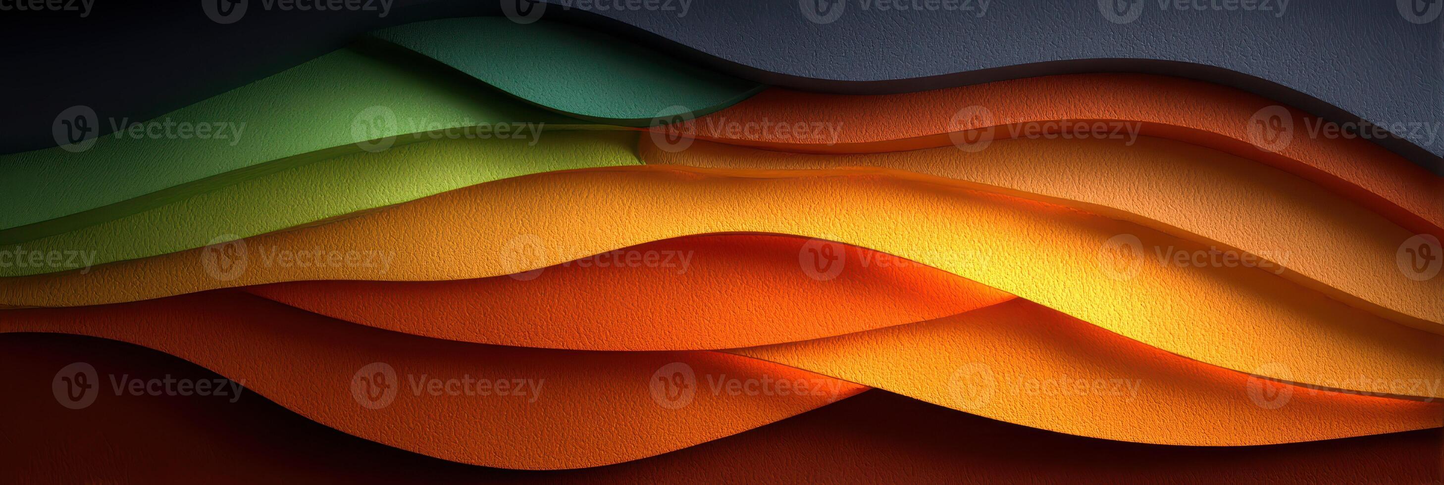 Colorful abstract waves with smooth curves creating a dynamic visual effect in a dark setting photo