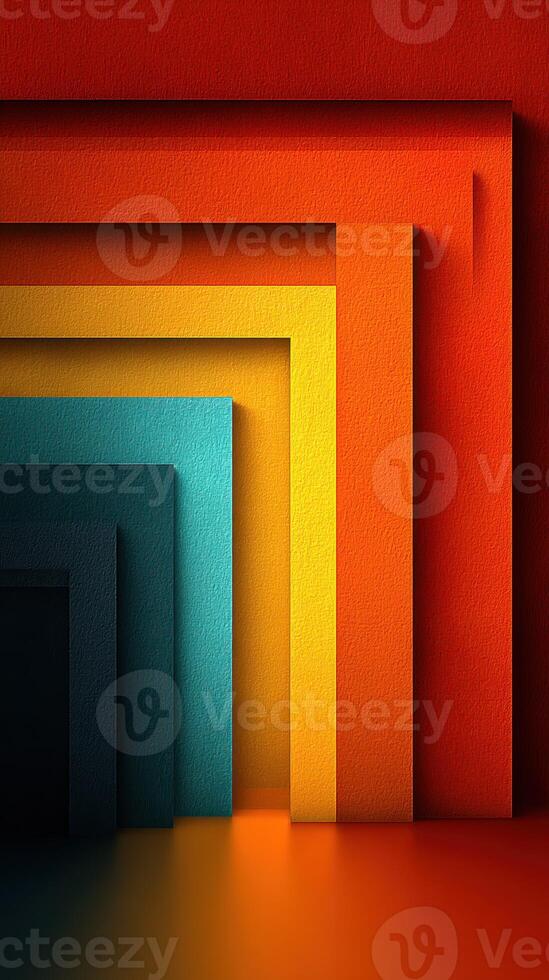 Geometric layers of colorful textured paper creating an inviting visual contrast in warm and cool tones photo