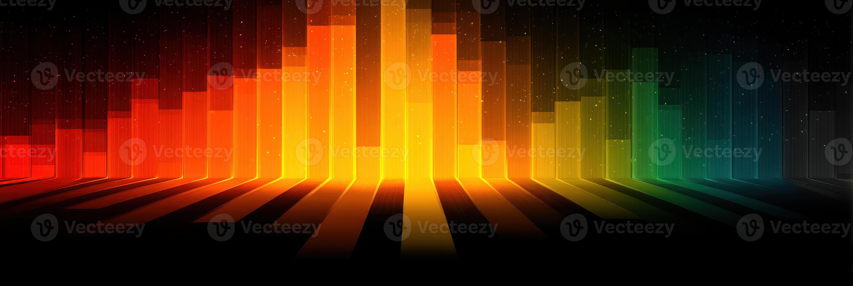 Colorful sound wave visualization representing music frequencies in a digital art style at nighttime photo