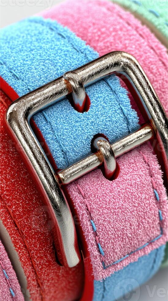Colorful fabric belt with metallic buckle showcasing vibrant design and craftsmanship photo