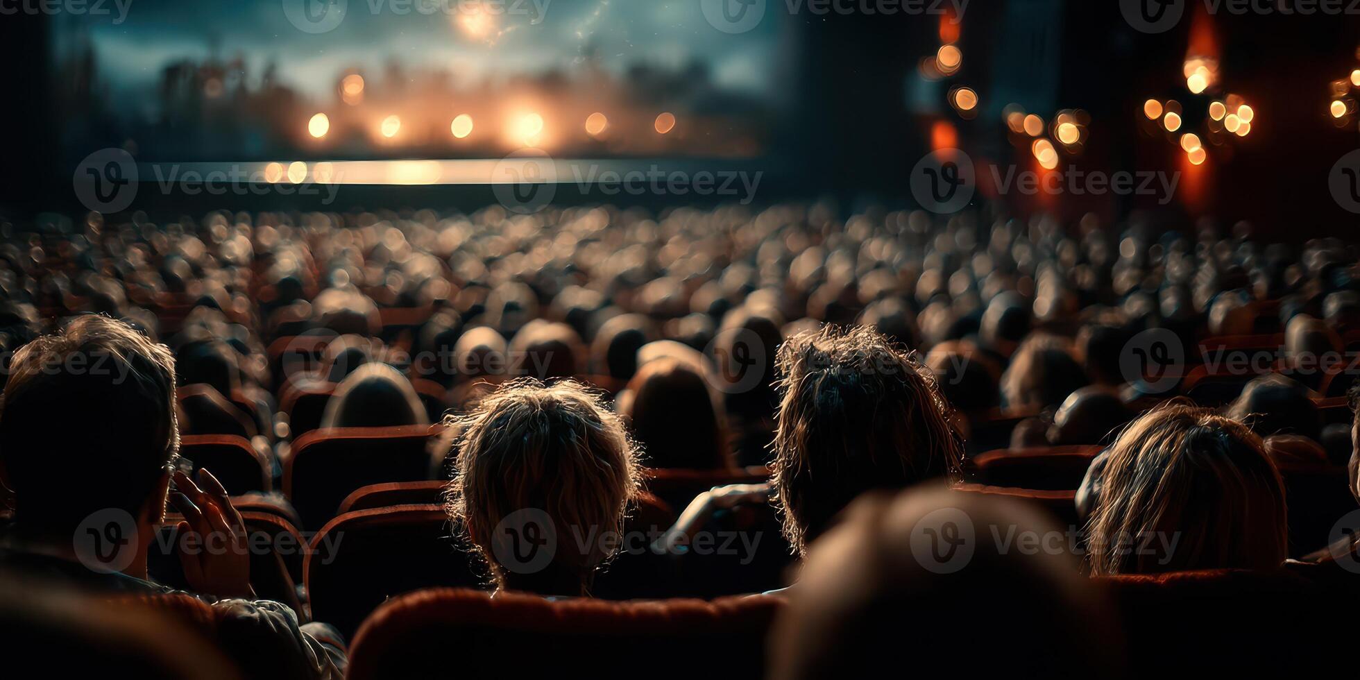 Audience engaged in cinematic experience at a theater during a late evening screening photo