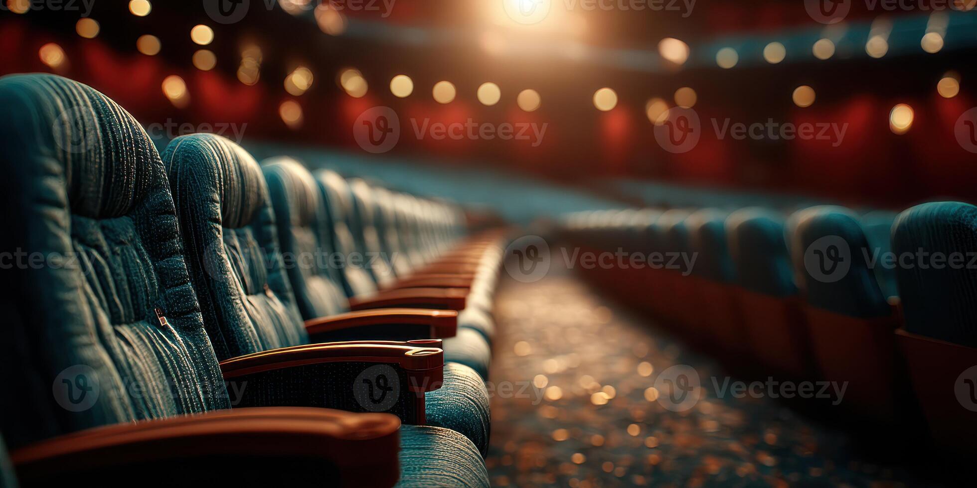 Empty theater seats create a tranquil atmosphere before the show begins in a vibrant performance space photo