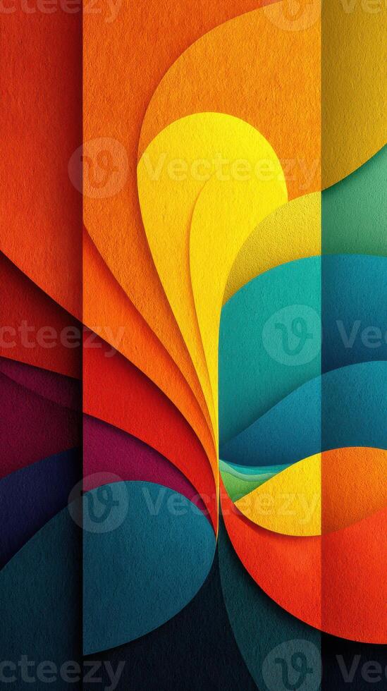 Vibrant abstract design featuring curves and waves in warm and cool colors, showcasing artistic creativity in a modern digital art style photo
