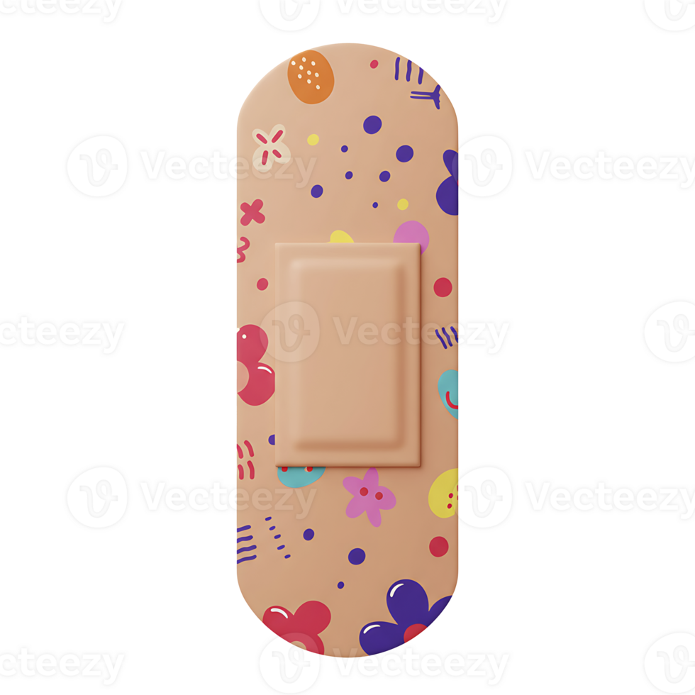 A modern colorful bandage design with decorative floral and abstract elements in a playful style png