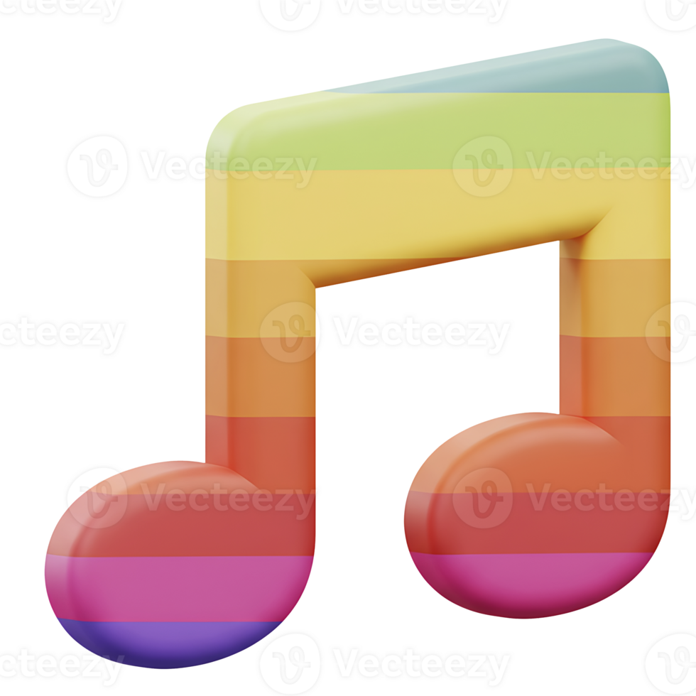 Colorful 3d rendered musical note illustrating lgbtq pride and music diversity concept png