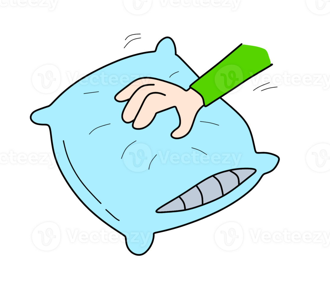 Hand grabbing a pillow png