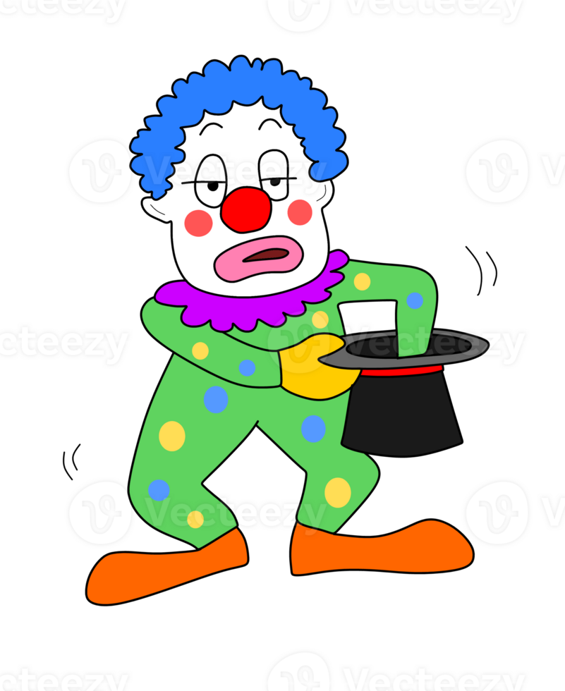 Clown holding hat getting rabbit png