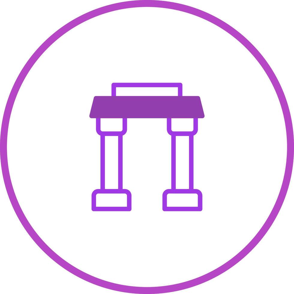 A purple icon of a building with columns vector