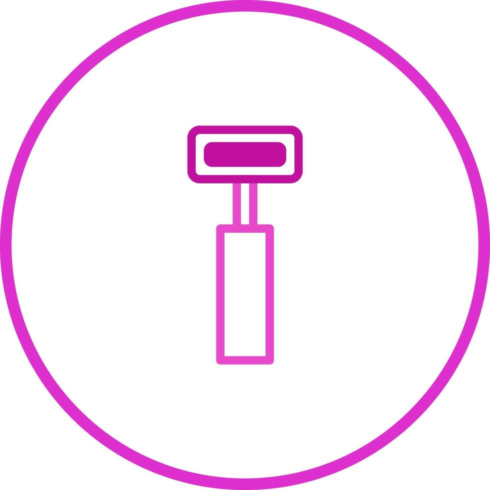 A pink razor in a circle with a purple outline vector