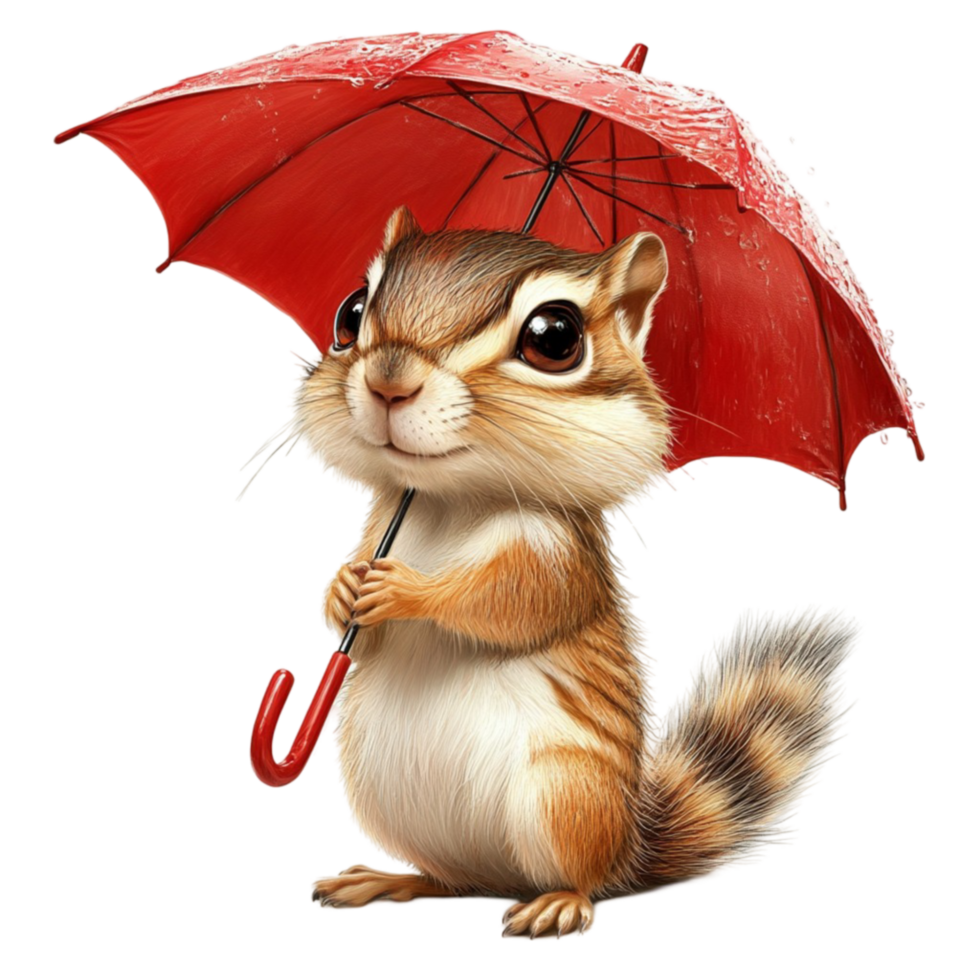 Chipmunk Holding Umbrella In Rain png