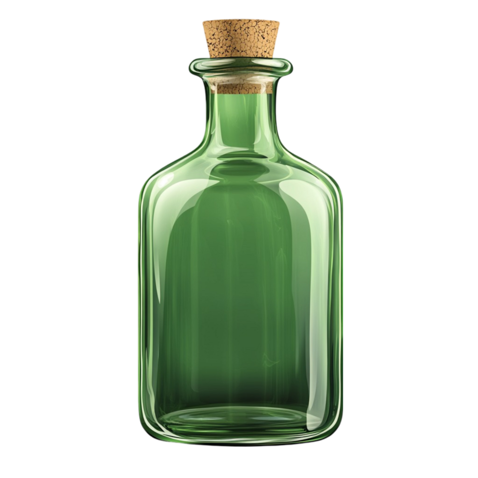 Green Glass Bottle with Cork png