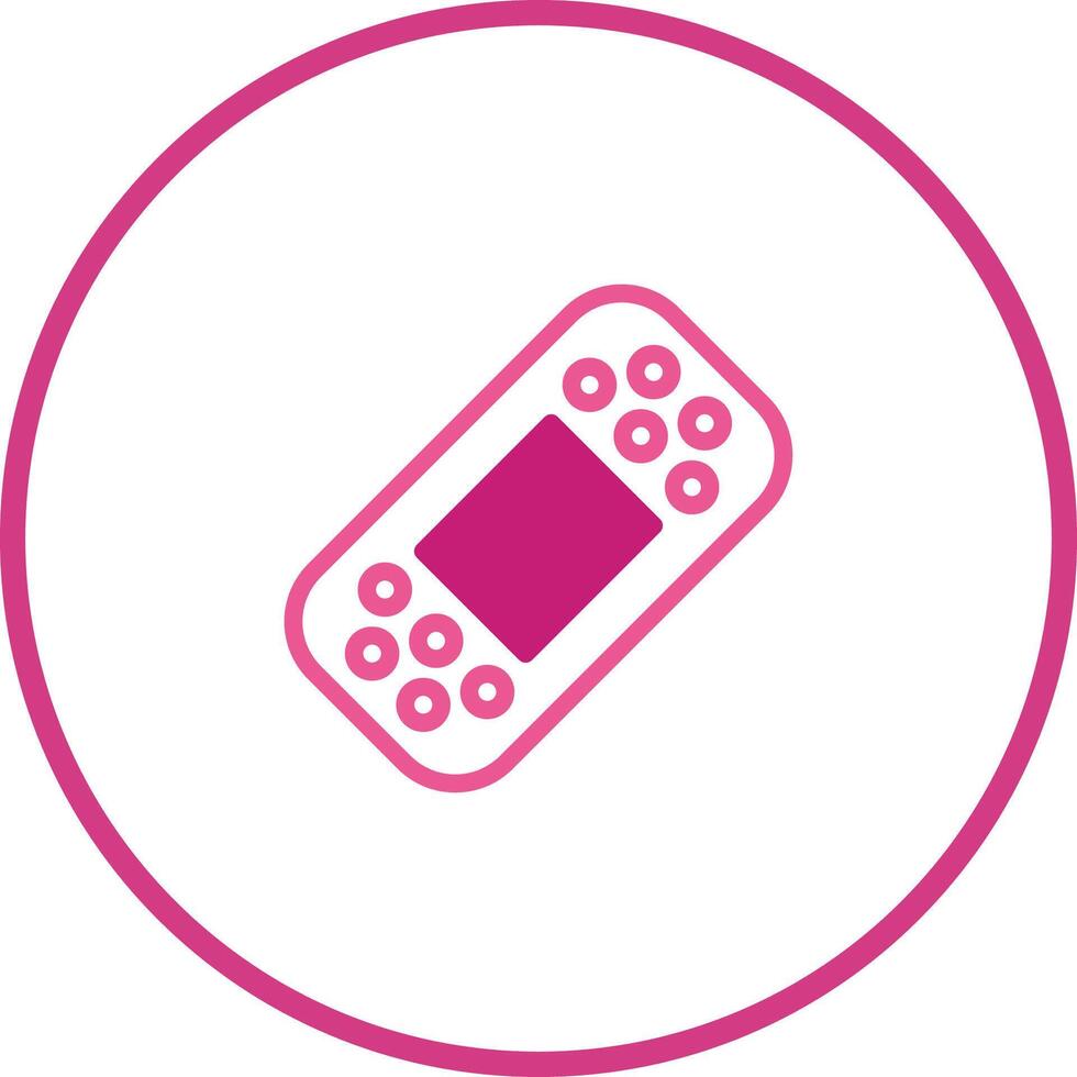 A pink game controller icon in a circle vector