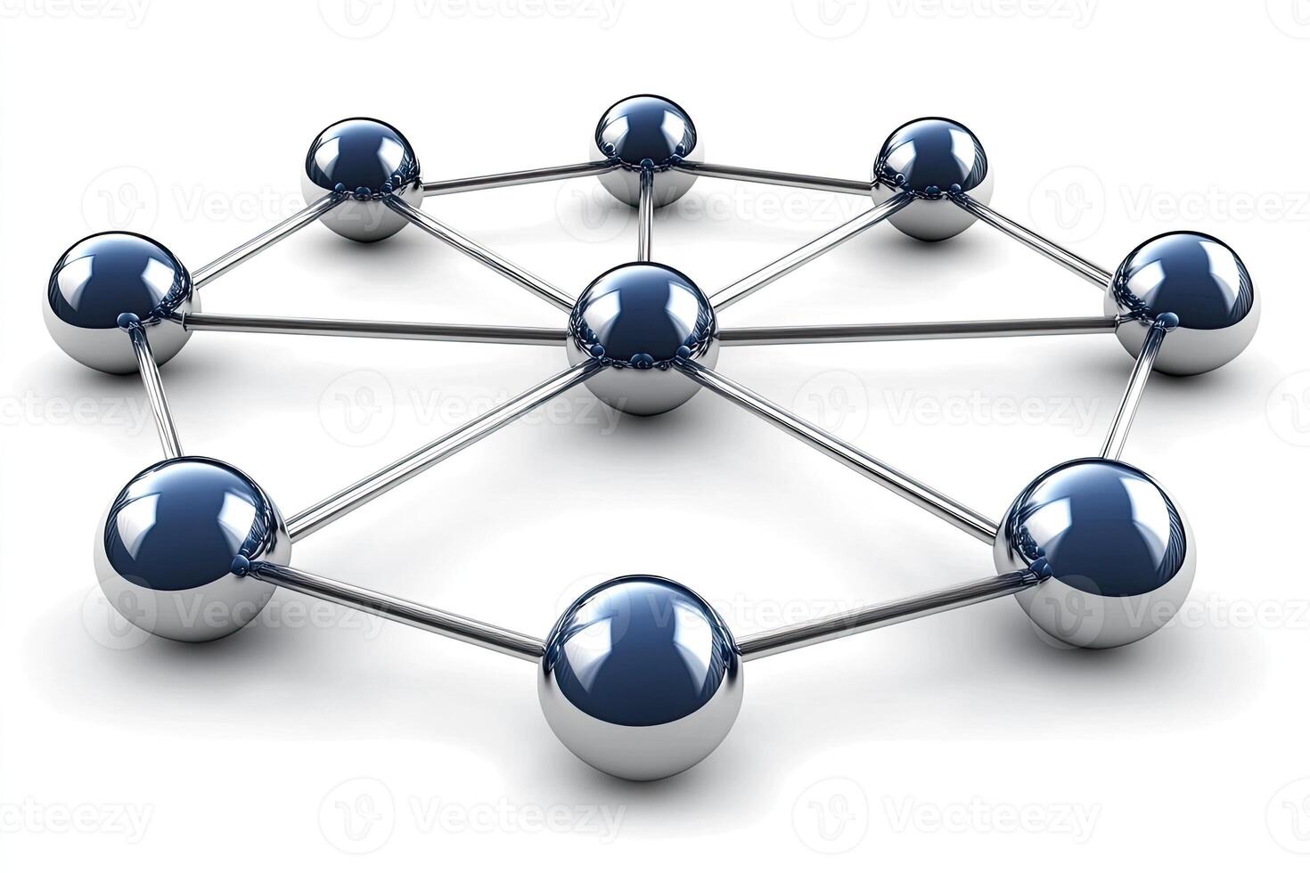 A network of spheres connected by a chain photo