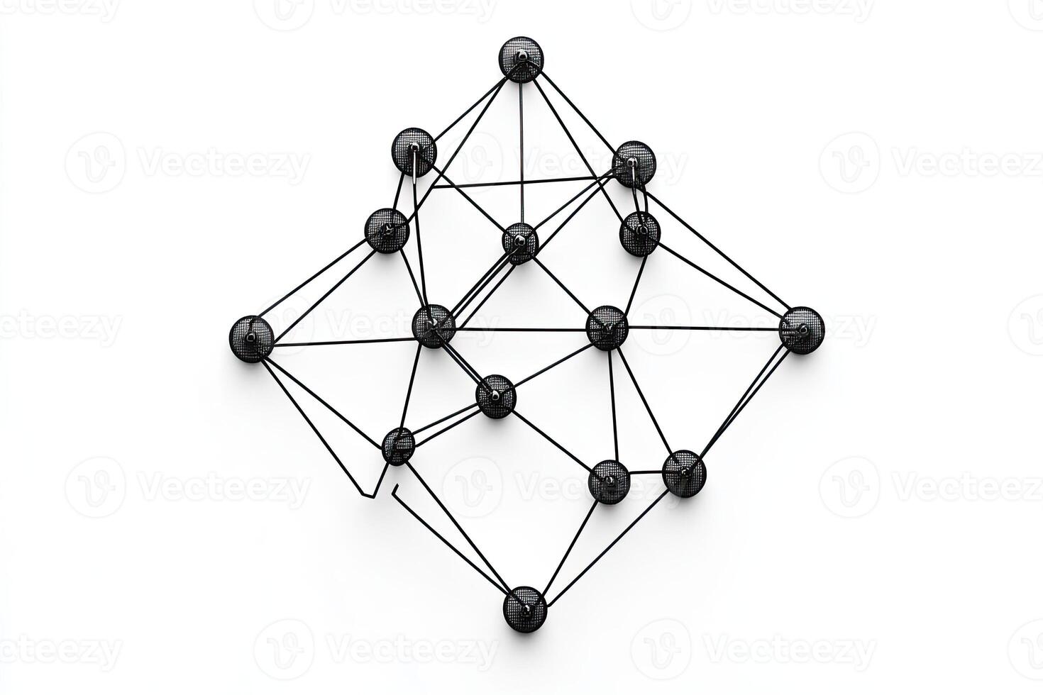 A black and white image of a network of dots photo