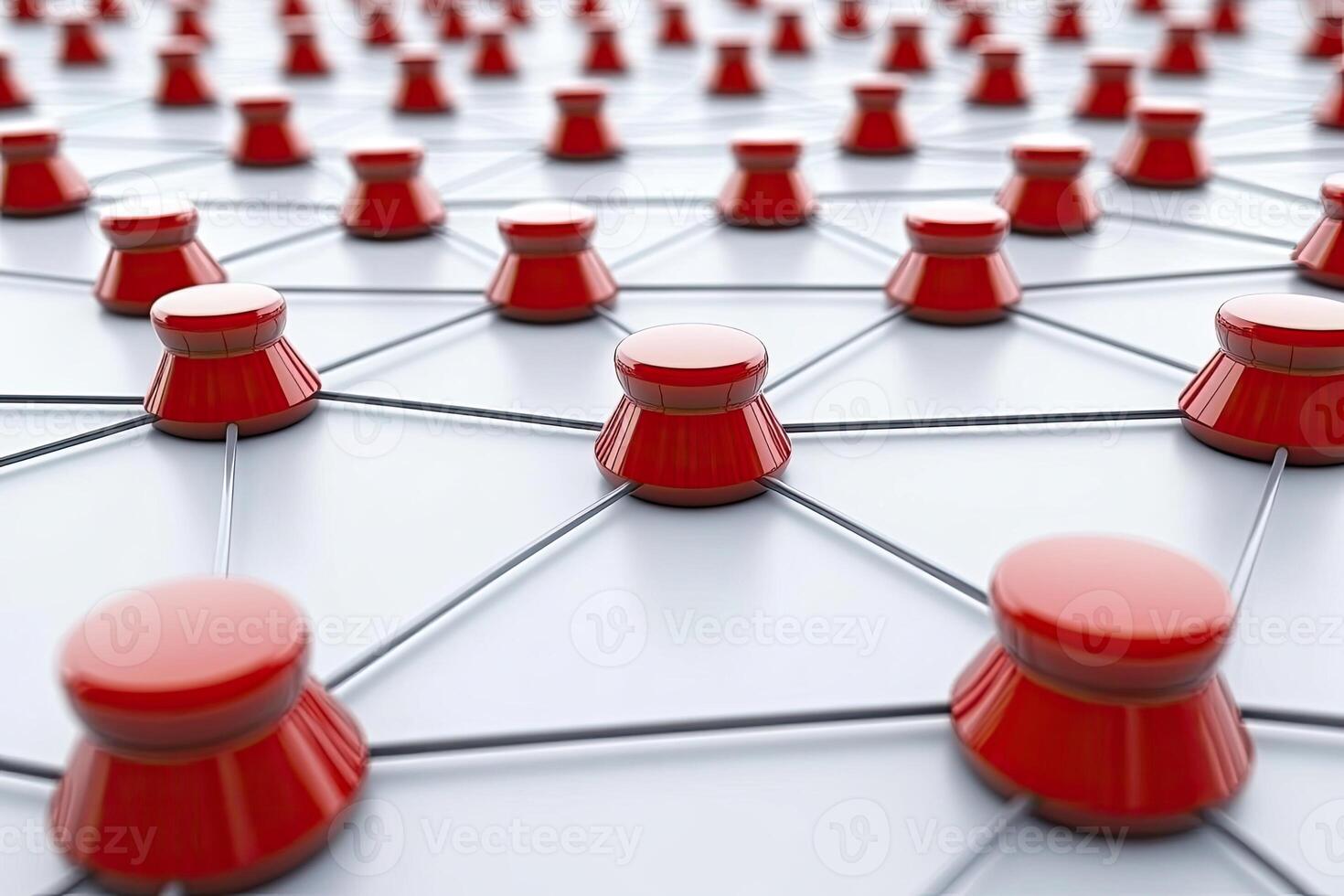 Red nodes interconnected by a network of lines photo