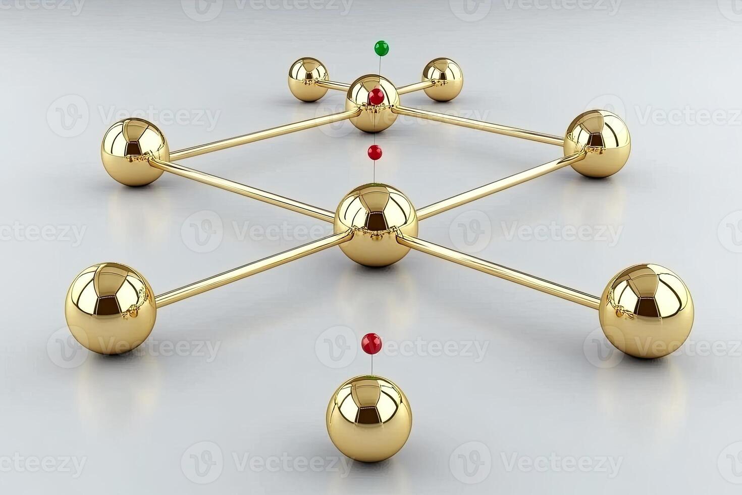Gold spheres connected by rods, forming a network photo