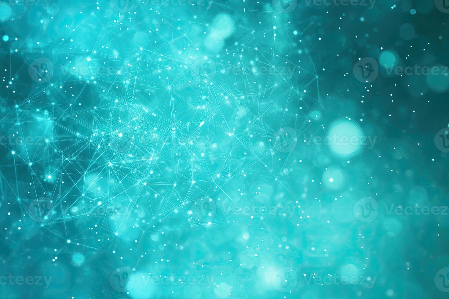 Abstract teal network pattern with glowing particles photo