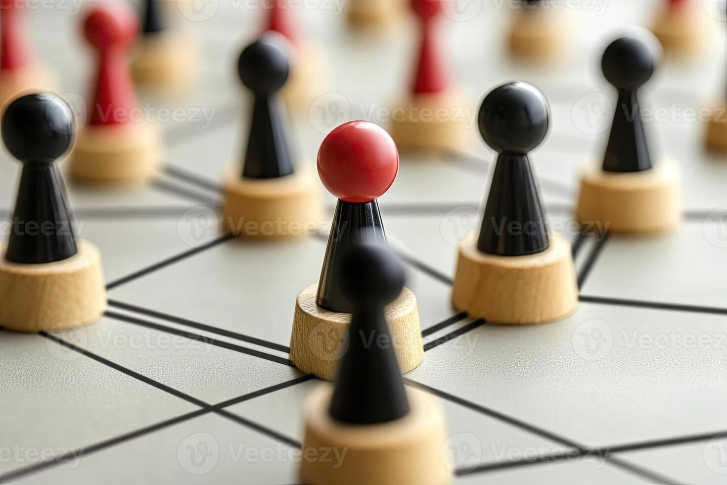 Networked individuals, contrasting a single red piece photo
