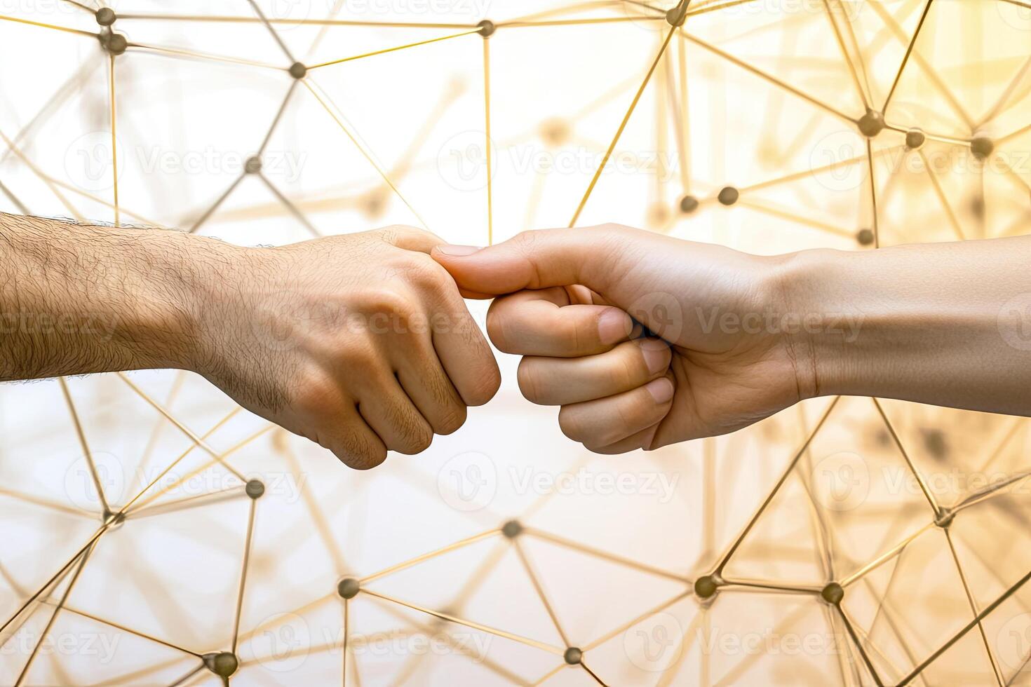 Two hands clasped in a connection gesture photo