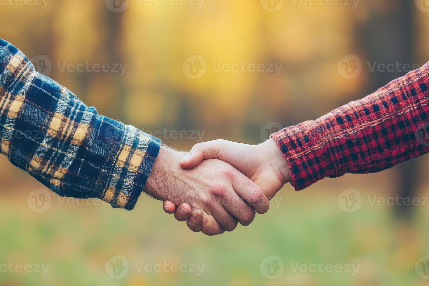 A handshake in an autumnal setting photo