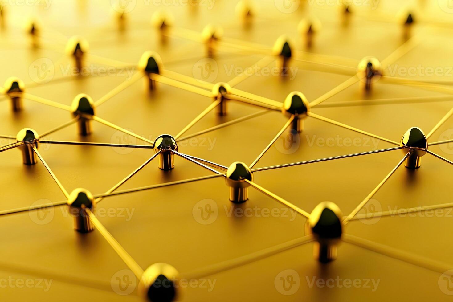Golden network of interconnected nodes photo