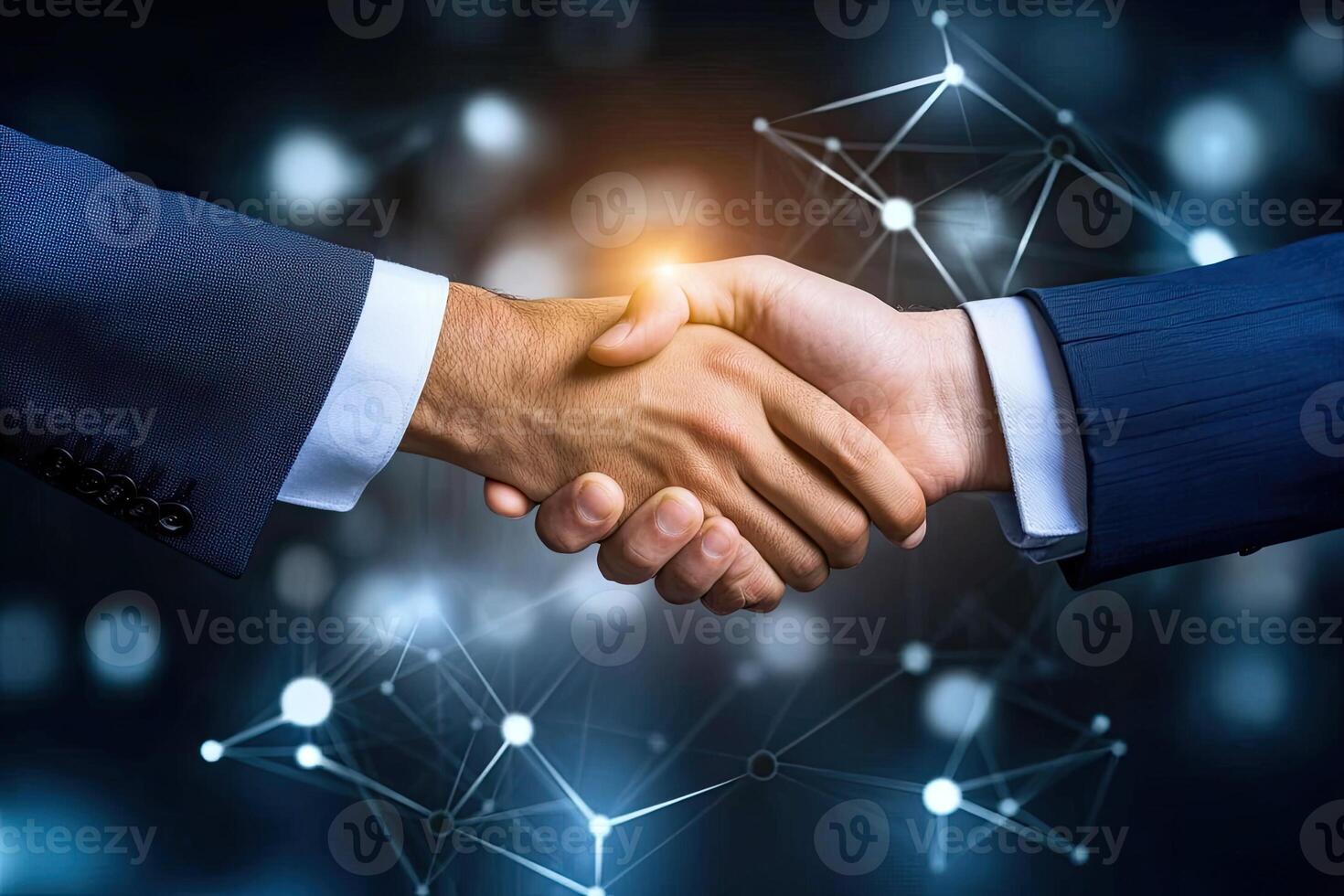 Business partnership and digital connection photo