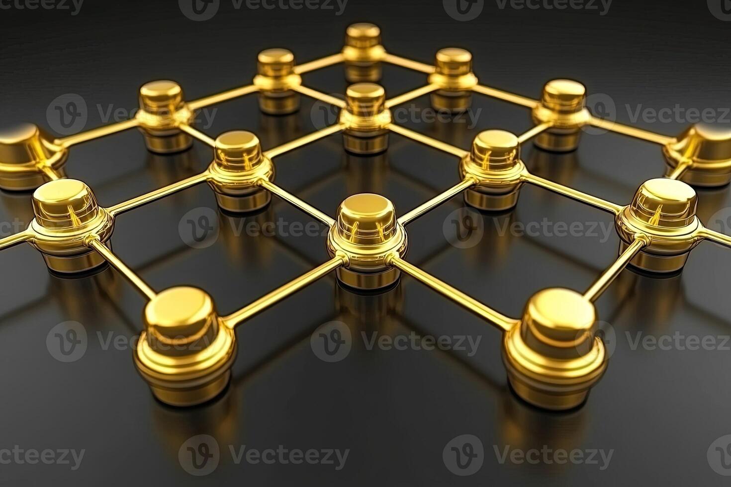 Gold network grid on dark background photo