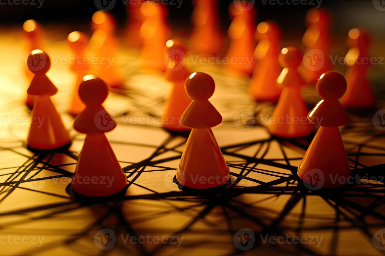 Networked figures, warm glow photo