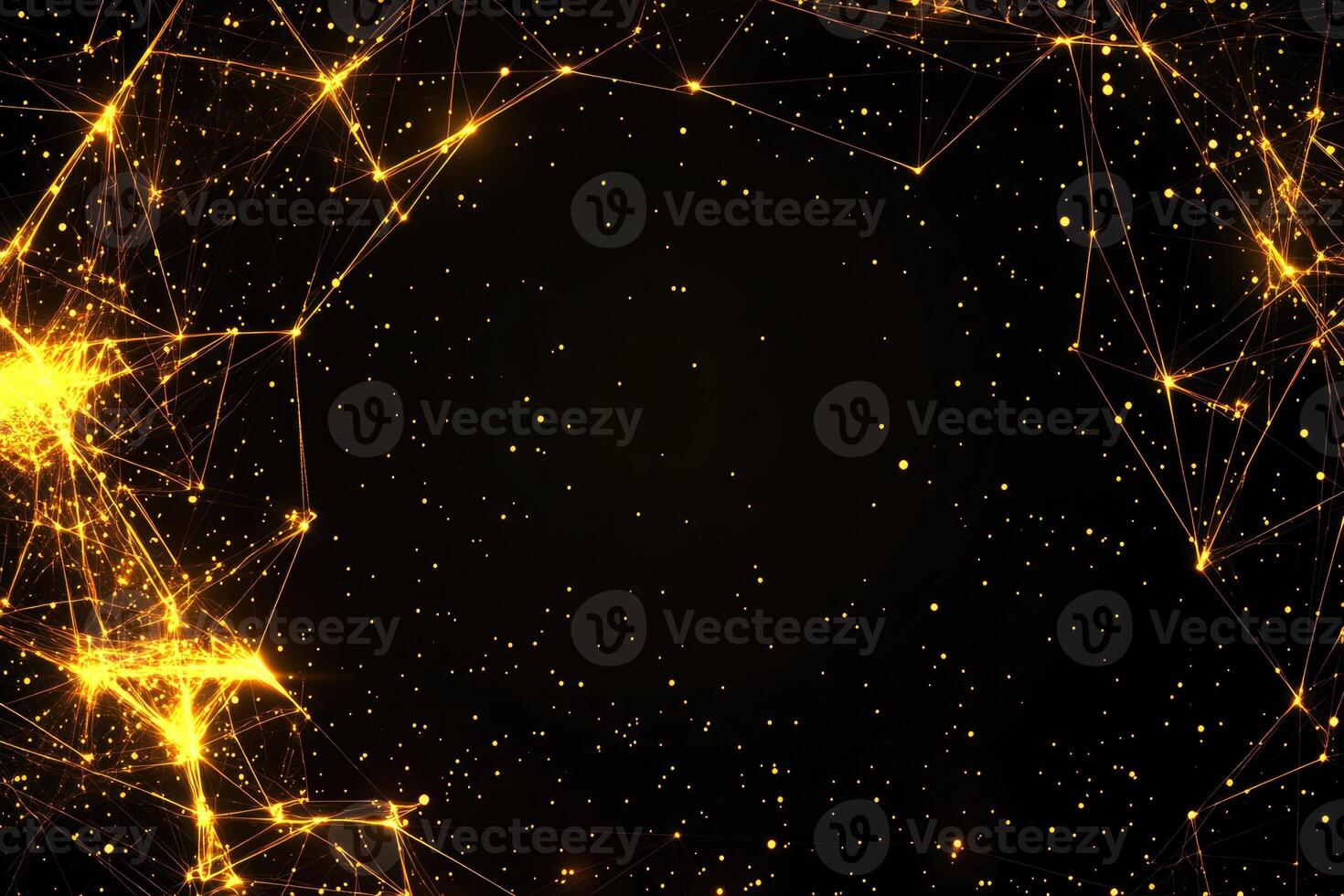 Abstract background with golden stars and lines photo