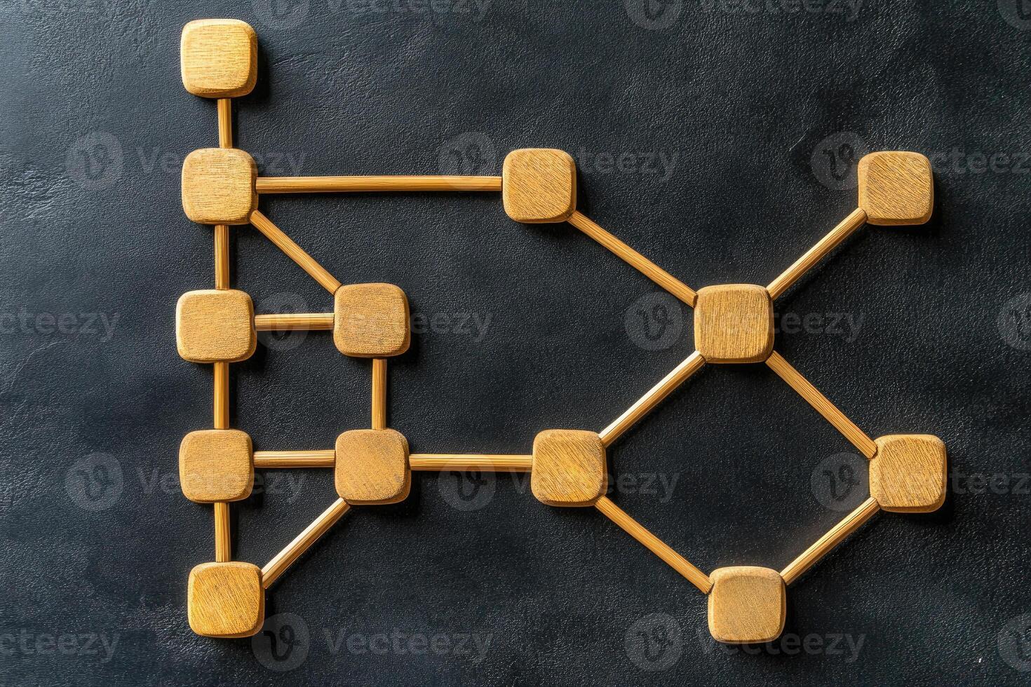 Wooden connecting blocks forming a network pattern photo