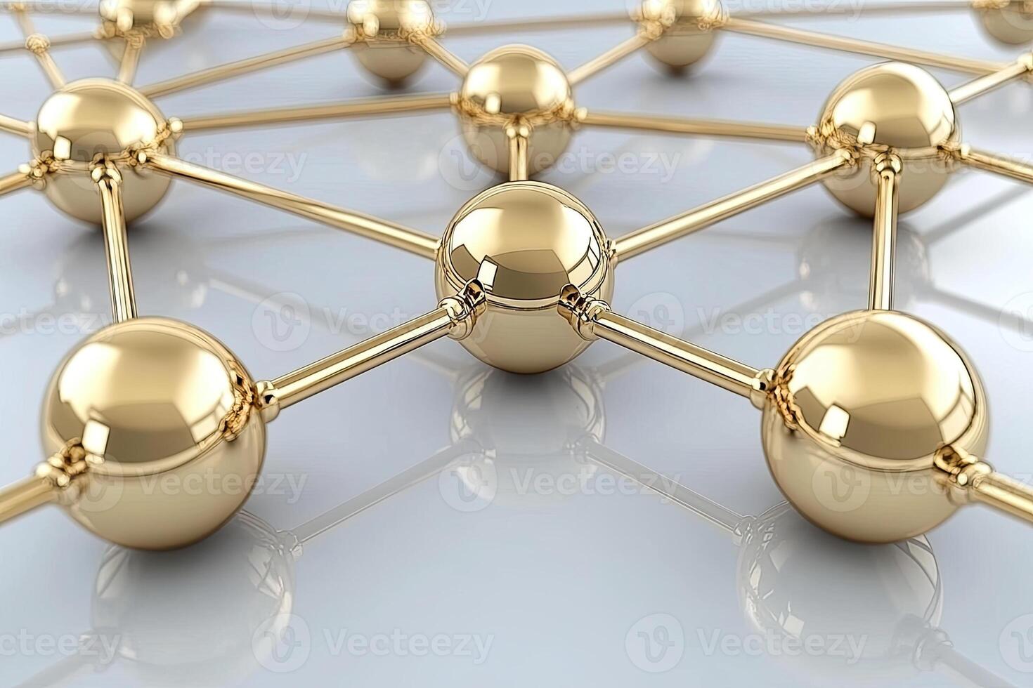 Golden balls connected to each other in a network photo