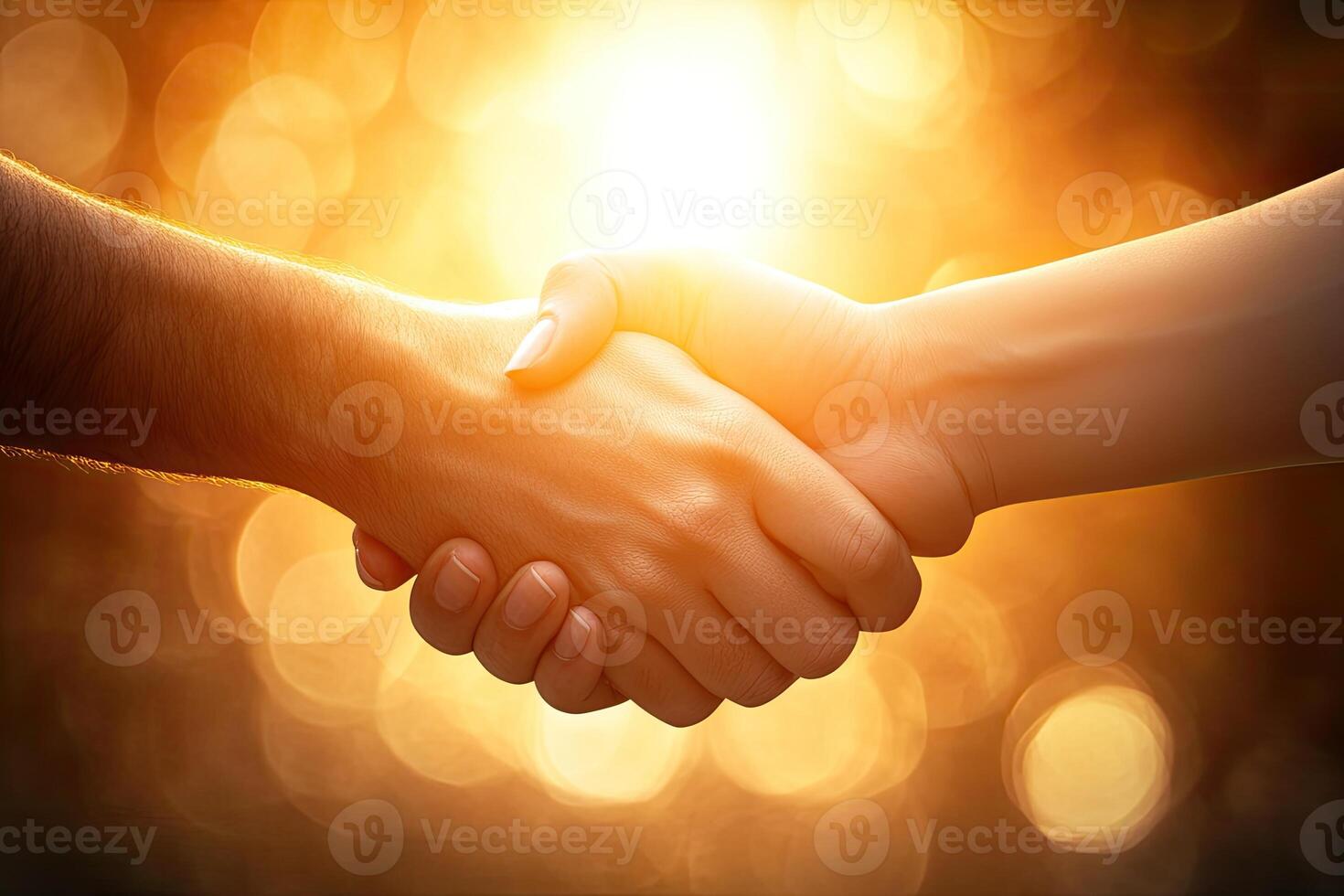 A handshake in golden light photo