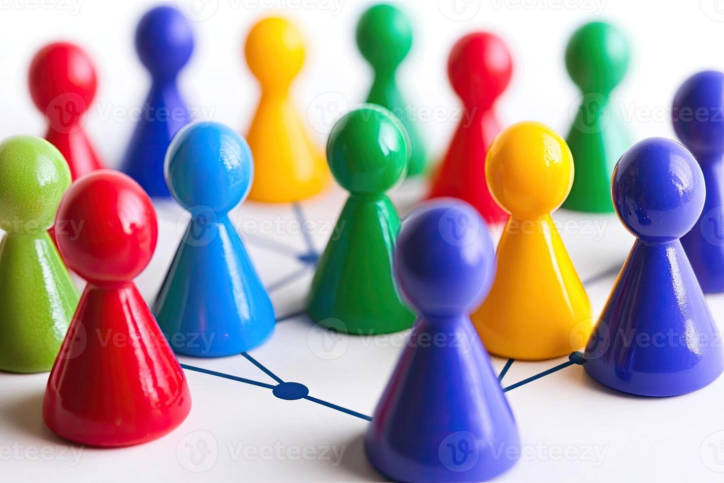 Colorful figures connected in a network photo
