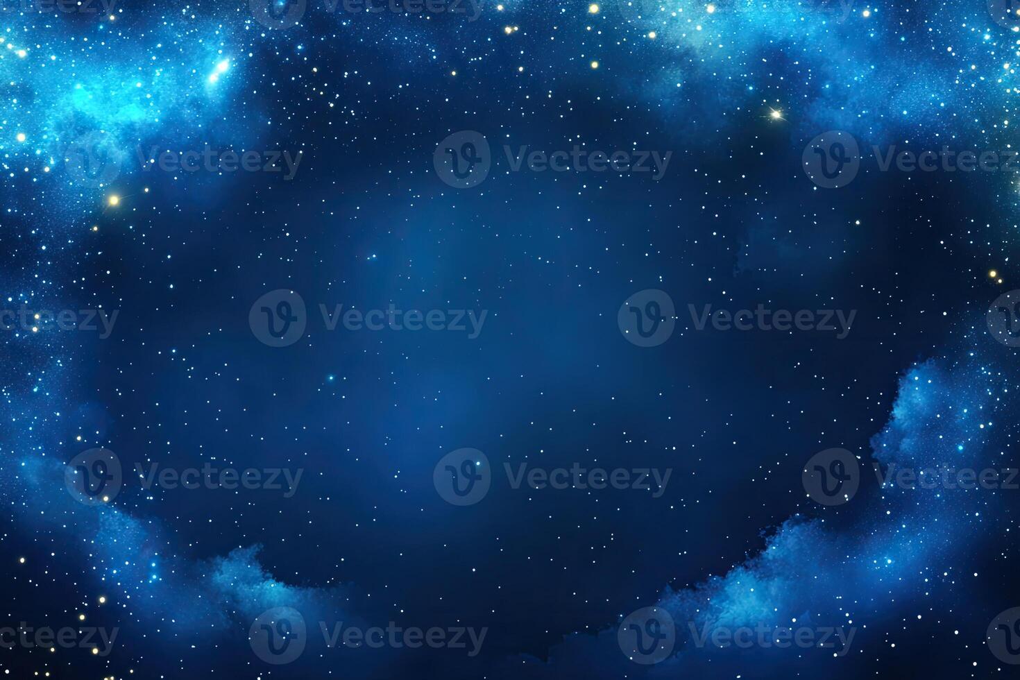 Deep space nebula with countless stars. A vast expanse of dark blue space, filled with shimmering stars, and soft, ethereal nebulae clouds photo