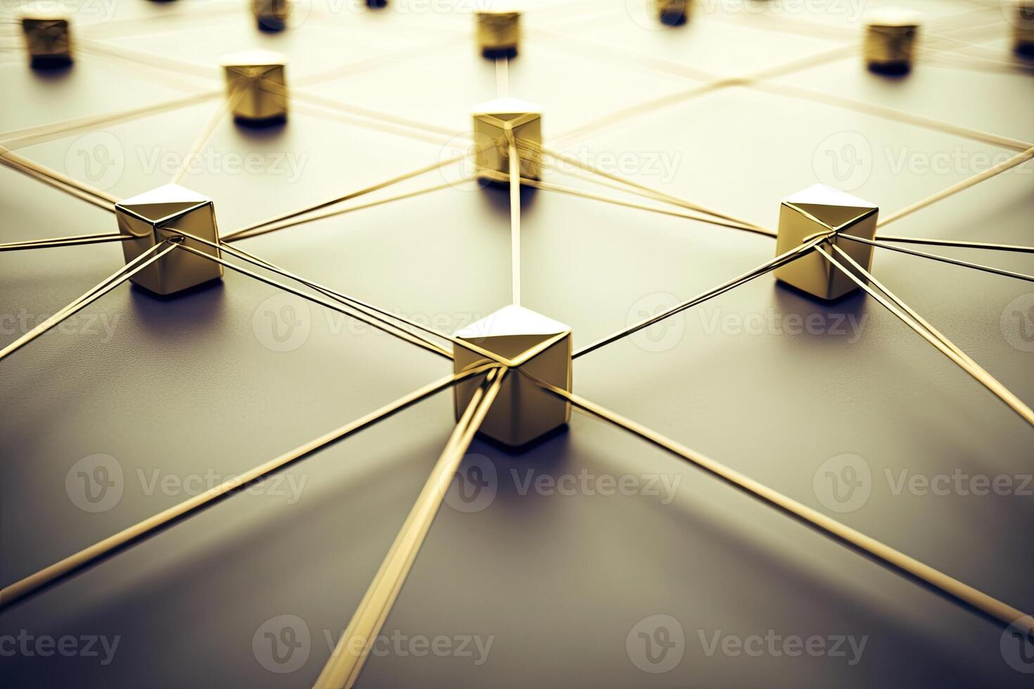 Connected golden cubes photo