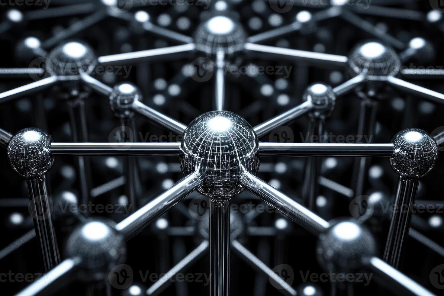 Complex metallic network of interconnected spheres photo