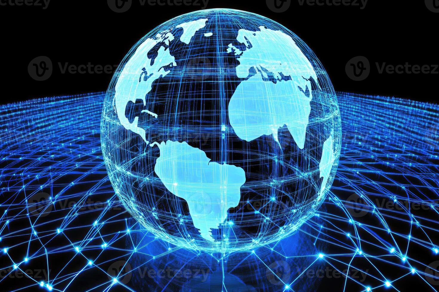 The world is shown in a globe on a network photo
