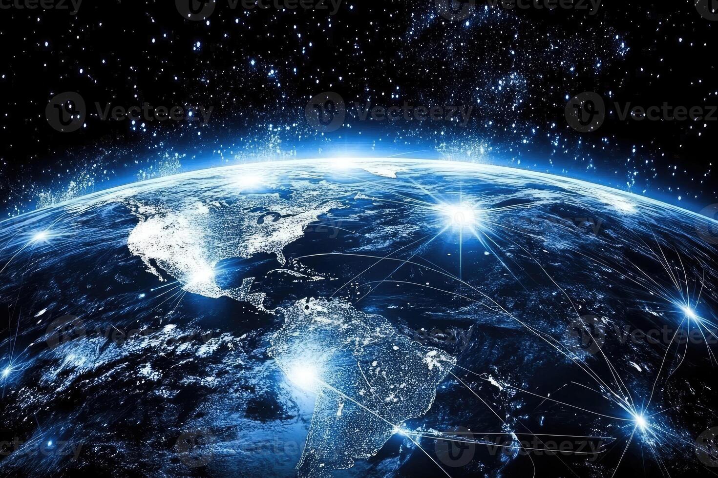 The earth with network connections and stars elements of this image are furnished by nasa photo
