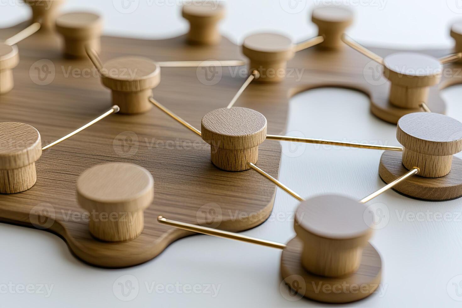 Wooden network connections photo