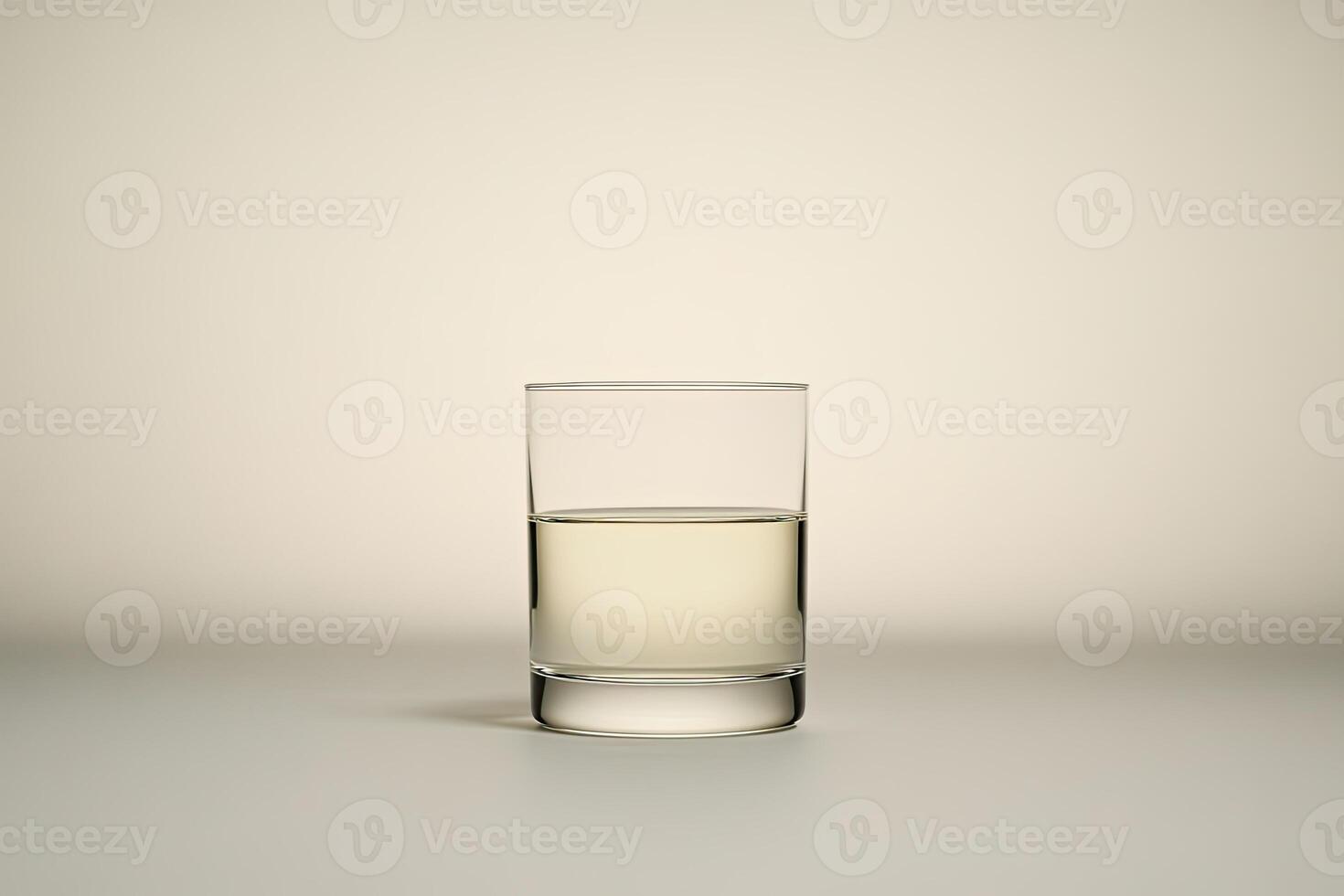 Empty glass half-full with liquid photo