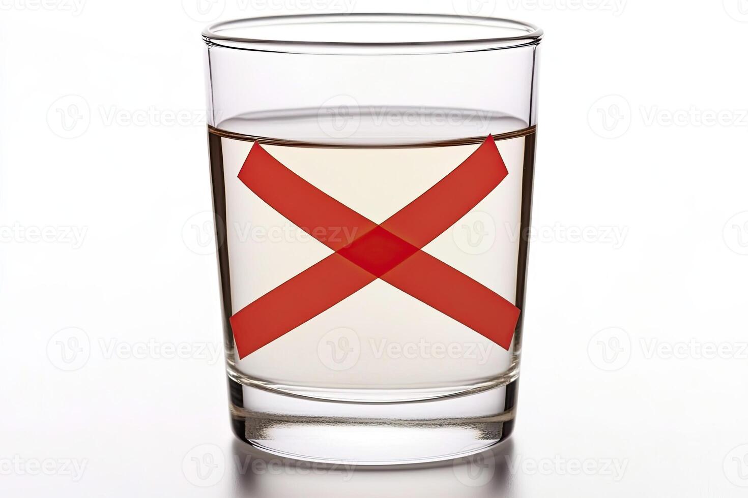 A glass of liquid with a red X photo