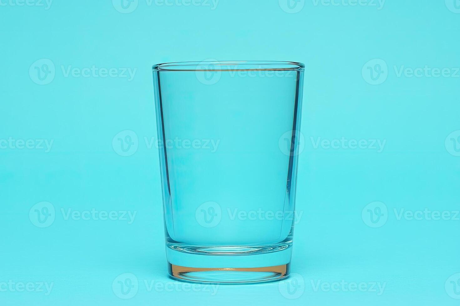 Empty drinking glass on a turquoise background photo